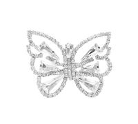 Luxury CZ Big Butterfly Statement Ring for Women Elegant Engagement Adjustable Knuckles Finger Sparkling Crystal Wrap Open Rings Fashion Cubic Zirconia Cocktail Jewelry for Her Girlfriend Wedding