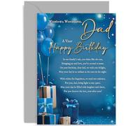 Luxury Dad Birthday Card for Him - Blue and Gold Foil Happy Birthday Greeting Card for Dad - Special Birthday Gift - 50th, 60th, 70th, 80th Birthday Card from Son Daughter | Blank Inside