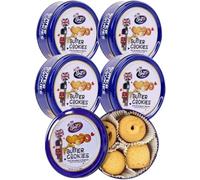 Luxury Danish Butter Cookies Assortment 140g, Christmas Biscuits Tin Gift Set - Brit Treat, Delight Gift | Festive Holiday Treats, Mothers & Father Days Gift, Biscuits Gift (6 TINS)