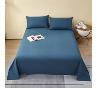 Luxury Dark Blue Cotton Flat Sheet Double 245x270cm Easy Care Breathable Comfortable HotelQuality Bedding Soft Durable Ideal for Home and Hospitality