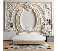 Luxury Decor Wall Mural For Feature Wall 80X56Inch 3D Effect Ornate Baroque Frame With Acanthus Leaf Carving Motif European Style Feature Wallpaper For Bedroom Living Room Baroque Frame 200X140Cm/80