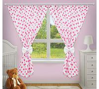 Luxury Decorative Curtains for Baby Room Matching with Our Nursery Bedding Sets (Big Pink Stars on White Background)