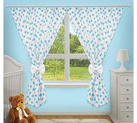 Luxury Decorative Curtains for Baby Room Matching with Our Nursery Bedding Sets (Big Turquoise Stars on White Background)