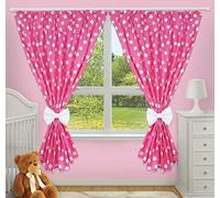 Luxury Decorative Curtains for Baby Room Matching with Our Nursery Bedding Sets (Big White Stars on Pink Background)