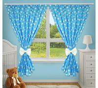 Luxury Decorative Curtains for Baby Room Matching with Our Nursery Bedding Sets (Big White Stars on Turquoise Background)