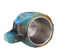 Luxury Decorative Imitation Mineral Crystal Coffee Mug Stainless Steel Liner 320ml Resin Home Office (Blue)