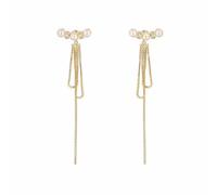 Luxury design a pair of two-way earrings for women, fashionable temperament retro long tassel pearl stud