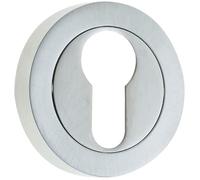Luxury Designer Euro Profile Escutcheons with 50mm Round Rose in Satin Chrome Finish - Key Hole Cover
