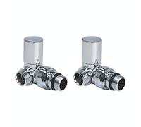 Luxury Designer Style Towel Radiator Rail Valves Corner Central Heating Taps 15mm (Pair) (Chrome)