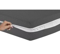 Luxury Diamond Pattern Zipped Mattress Protector - Soft Terry Towelling Full Encasement Bed Cover, Breathable, Durable & Easy Fit - Single, Double, King, Super King (Dark Grey, King)