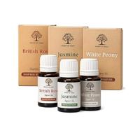 Luxury Diffuser Oil Set 3 x 10ml British Rose, Jasmine & White Peony Aromatherapy Oils for Home Fragrance & Diffusers Floral Scent Gift Set