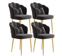 Luxury Dining Chairs Set of 4 - Velvet Upholstery with Carbon Steel Legs for Home Office or Vanity - Comfortable and Stylish Seating Option