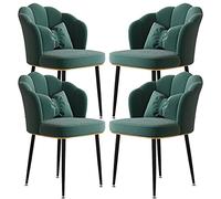 Luxury Dining Chairs Set of 4 - Velvet Upholstery with Carbon Steel Legs for Home Office or Vanity - Comfortable and Stylish Seating Option