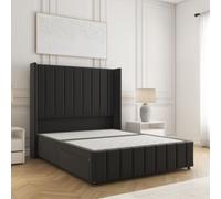 Luxury Divan Bed 54" Plush Velvet Wing Panel Headboard &Footboard BSSPOKE Black Double