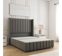 Luxury Divan Bed 54" Plush Velvet Wing Panel Headboard &Footboard BSSPOKE Grey Small Double