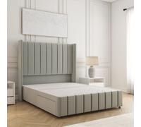 Luxury Divan Bed 54" Plush Velvet Wing Panel Headboard &Footboard BSSPOKE Silver Small Double