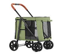 Luxury Dog Pram Stroller 4 Wheel Large Pet Dog Stroller Premium Pet Pushchair, Pet Gear Dog Strollers Travel Carrier Carriage Foldable Strolling Cart for Cat Dog and More(Green)