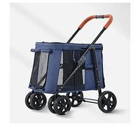 Luxury Dog Stroller Dog Strollers for Large Dogs Premium Pet Pram Pushchair 4 Wheel Pet Stroller for Cat Dog and More Foldable Carrier Strolling Cart (Light Gray) (Blue)