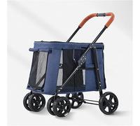 Luxury Dog Stroller Dog Strollers for Large Dogs Premium Pet Pram Pushchair 4 Wheel Pet Stroller for Cat Dog and More Foldable Carrier Strolling Cart (Light Grey) (Blue)