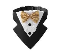 Luxury Dog Tuxedo for Weddings - Adjustable Bow Tie & Soft Bandana, Lightweight Formal Outfit for All Dog Sizes - Ideal for Ceremonies, Photoshoots & Celebrations(Bright Gold,L)