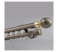 Luxury Double Curtain Rod Wall Mount - 300cm (9.8ft) Blackout Drapery Track for Bedroom Bay Window Kitchen & Sliding Door - Elegant Champagne Finish