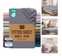 Luxury Double Fitted Sheet in Grey - 14-Inch Deep Pocket & OEKO-TEX Certified