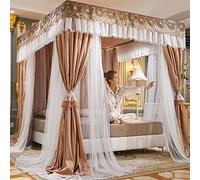 Luxury Double Layer Blackout Princess Canopy Bed Curtain for King Size & Queen Size Four Poster Beds