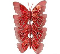 Luxury Double Layer Butterfly Ornament Red Festive Tree Decoration(C)