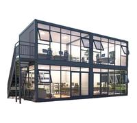 Luxury Double-Story 20FT Prefab Tiny Home - Expandable Container House 2-5 Bedrooms, Kitchen & Bath | Folding Design, Customizable Modern Villa for Beach/Hotel