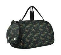 Luxury Dragonfly Green Gold Gym Duffel Bag with Shoes Compartment Lightweight Weekender Overnight Duffel Bag for School Practice, Sports, Travel bolsa para hombre