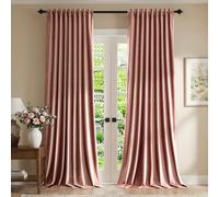 Luxury Dusty Pink Velvet Curtains 108 inches for Living Room,2 Panels Room Darkening Rod Pocket Back Tab Curtain Elegant Thermal Insulated Heavy Soundproof Noice Reducing Window Drapes for Bedroom