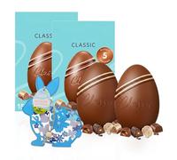 Luxury Easter Eggs for Chocolate Gifts - Pack of 2 x 150g Classic Milk Chocolate Egg with Assorted Pralines & Topline Wooden Decoration. Great Easter Gifts for Women, Egg Hunt