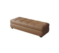 Luxury Eco-Friendly Leather Storage Bench with Footrest Multifunctional Decorative Ottoman Quality End-of-Bed Seating Brown 1.70x40x40cm