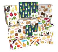 Luxury ECO Gift Wrap - 10 sheets/tags - Food and Drink Ten Pack - Birthday - Recycled & Recyclable Wrapping Paper - Re-wrapped