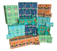 Luxury ECO Gift Wrap - 10 sheets/tags - Parrots and Peacocks Ten Pack - Birthday - Recycled & Recyclable Wrapping Paper - Re-wrapped