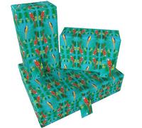 Luxury ECO Gift Wrap - 3 sheets/tags - Red Parrots - Birthday - Recycled & Recyclable Wrapping Paper - Re-wrapped