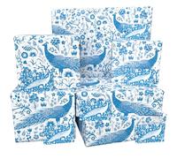 Luxury ECO Gift Wrap - 6 sheets/tags - Blue Peacocks - Birthday - Recycled & Recyclable Wrapping Paper - Re-wrapped - for Her Women Female Wife Adult