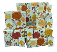 Luxury ECO Gift Wrap - 6 sheets/tags - Blue Roses - Birthday - Recycled & Recyclable Wrapping Paper - Re-wrapped - for Him Men Male Husband Adult