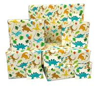 Luxury ECO Gift Wrap - 6 sheets/tags - Childrens Dinosaur Party Beige - Birthday - Recycled & Recyclable Wrapping Paper - Re-wrapped