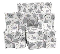 Luxury ECO Gift Wrap - 6 sheets/tags - Childrens Sheep and Daisies White - Birthday - Recycled & Recyclable Wrapping Paper - Re-wrapped