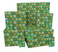 Luxury ECO Gift Wrap - 6 sheets/tags - Classic Vintage Retro Blue Flowers - Birthday - Recycled & Recyclable Wrapping Paper - Re-wrapped