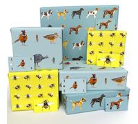 Luxury ECO Gift Wrap - 6 sheets/tags - Country Bundle (Bees, Dogs & Game Birds) - Birthday - Recycled & Recyclable Wrapping Paper - Re-wrapped