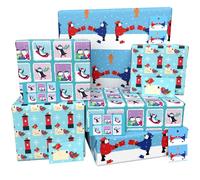 Luxury ECO Xmas Gift Wrap - 6 sheets/tags - Christmas Penguin Bundle (Postbox, Penguins & Crackers) - Recycled & Recyclable Wrapping Paper