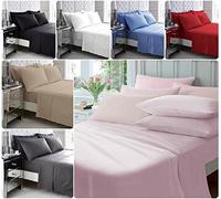 Luxury Egyptian 100% Cotton (200 Thread Count) FLAT BED SHEET ~ PERCALE Hotel Quality Plain Dyed Flat Bedding Set ~ 10 Lush Colors & UK SIZES (Red, King)