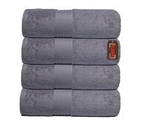 Luxury Egyptian Cotton Bath Towel - 700 GSM Ultra Absorbent & Thick - Super Soft Terry Weave - Pack of 4 - Premium Spa Quality Bathroom Towels (Silver, 4 Bath Towels)