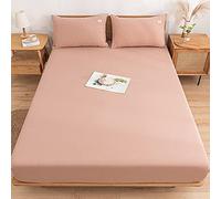 Luxury Egyptian Cotton Double Bed Fitted Sheet Pink 180x200cm 25cm Deep Pocket 4 Way Stretch
