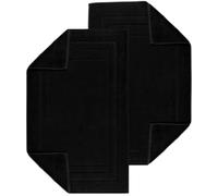 Luxury Egyptian Cotton Terry Toweling Bath Mats Set of 2, 4, 6 & 12 Bathroom Rugs 50 x 70 cm Super Soft High Absorbent Shower Floor Towels Quick Dry Hotel Bathroom Mat (2, Black)