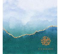 Luxury Eid Mubarak Card Jade Ombré Gold Hot Foiled Eid Greeting Card