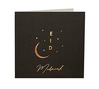 Luxury Eid Mubarak Gold Foiled Greeting Card in Black