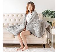 Luxury Electric Heated Teddy Sherpa Over Blanket Large 160x130cm Sofa/Bed Comfort Detachable Controller 9 Heat Settings, Polyester, Super Soft & Cosy Washable Throws Pad, Coverlet